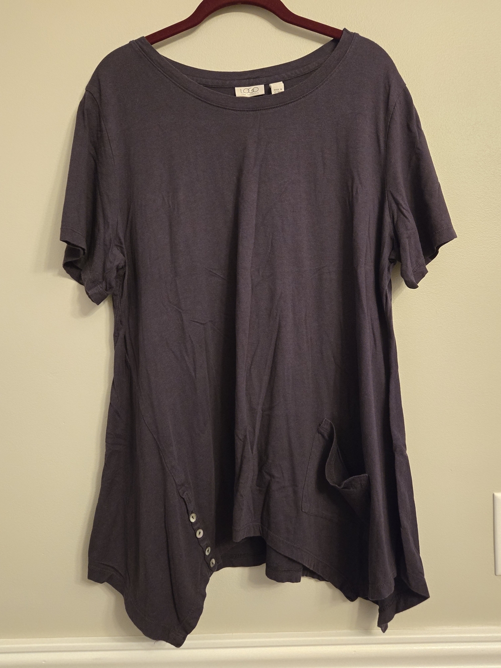 LOGO by Lori Goldstein Short-Sleeve Asymmetric Tunic